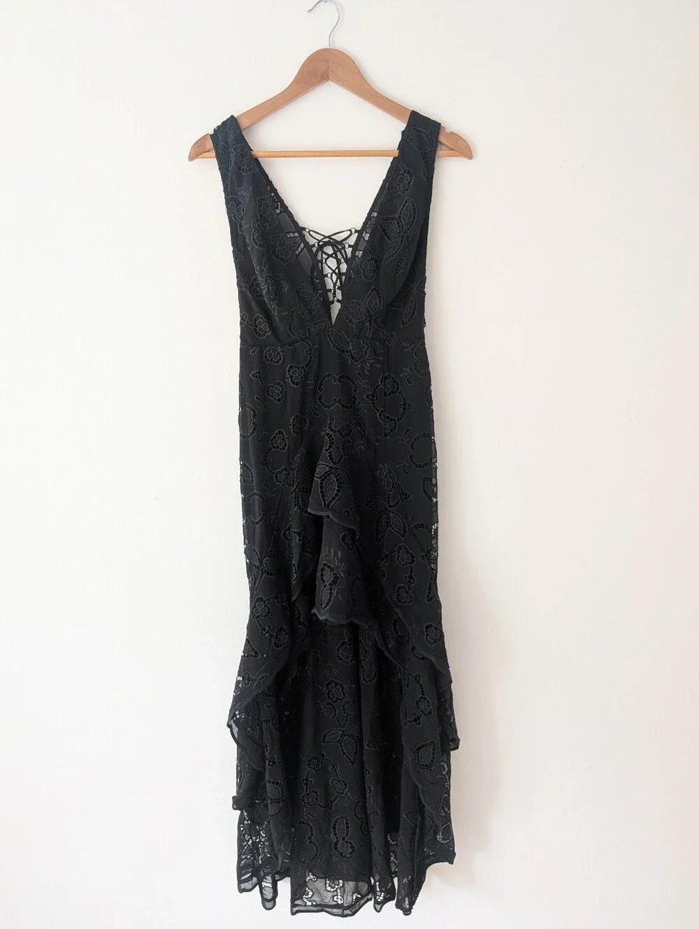 NWT! Free People Catalina Broderie Anglaise Black Lace Maxi Dress Size 6 - Picture 3 of 12